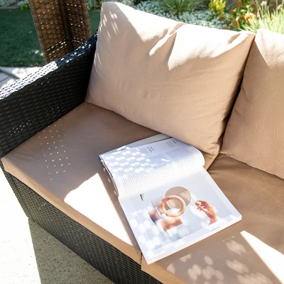 Barton 3 Person Madison Sofa Set Sectional W/Cushions Outdoor Patio Wicker 4 Barton 3 Person Madison Sofa Set Sectional W/Cushions Outdoor Patio Wicker - Image 2