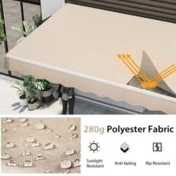 Costway Retractable Patio Awning Aluminum Deck Sunshade Shelter Outdoor Beige -Sunnydaze Decor Store GUEST bbfe22a0 a5ba 40e2 8e67 e1b1de63363a