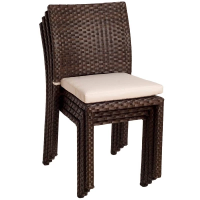 Noah 9pc Teak Wood Wicker Double-Extendable Oval Patio Dining Set - International Home Miami 6 Noah 9pc Teak Wood Wicker Double-Extendable Oval Patio Dining Set - International Home Miami - Image 4