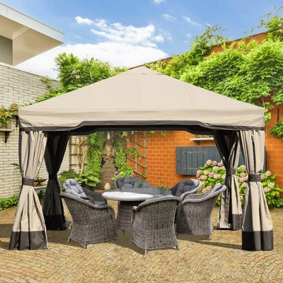 Patio Gazebo Aluminum Outdoor Tent Shelter Canopy With Privacy Curtain And Netting 3 Patio Gazebo Aluminum Outdoor Tent Shelter Canopy With Privacy Curtain And Netting