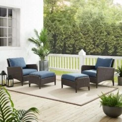 Kiawah 4pc Outdoor Wicker Conversation Set With 2 Arm Chairs & 2 Ottomans Blue - Crosley 16 Kiawah 4pc Outdoor Wicker Conversation Set With 2 Arm Chairs & 2 Ottomans Blue - Crosley -Sunnydaze Decor Store GUEST bea775f0 fa2a 4d04 8344 52c781dc9c55
