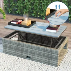 4pc Outdoor Wicker Conversation Sectional Set With Cushions - Gray - GODEER 25 4pc Outdoor Wicker Conversation Sectional Set With Cushions - Gray - GODEER -Sunnydaze Decor Store GUEST bee61200 fb83 4a91 a297 ebb811650007