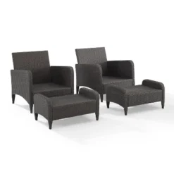 Kiawah 4pc Outdoor Wicker Conversation Set With 2 Arm Chairs & 2 Ottomans Blue - Crosley 15 Kiawah 4pc Outdoor Wicker Conversation Set With 2 Arm Chairs & 2 Ottomans Blue - Crosley -Sunnydaze Decor Store GUEST bf196722 053c 443d b7a4 a8f130358faa