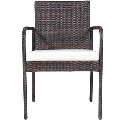 Tangkula 4-Piece Outdoor Rattan Wicker Dining Chairs With Armrests & Soft Cushions 4 Tangkula 4-Piece Outdoor Rattan Wicker Dining Chairs With Armrests & Soft Cushions - Image 2