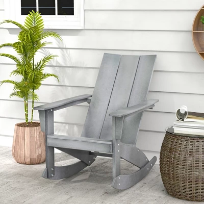 Costway Patio Adirondack Rocking Chair All Weather HDPE Porch Rocker 330lbs Grey Outdoor 3 Costway Patio Adirondack Rocking Chair All Weather HDPE Porch Rocker 330lbs Grey Outdoor