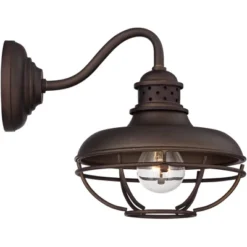 Franklin Iron Works Park Rustic Farmhouse Outdoor Wall Light Fixture Oil Rubbed Bronze Caged 9" For Post Exterior Barn Deck House Porch Yard Patio -Sunnydaze Decor Store GUEST c0ae255a 707a 466f bb4f eb79acacaf6a