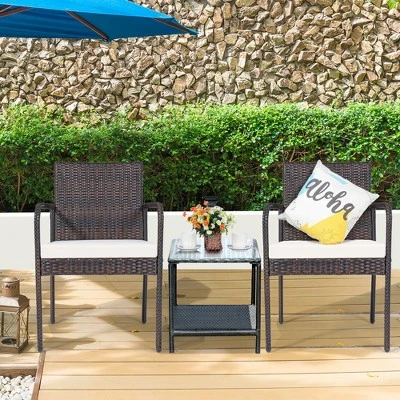 Tangkula 4-Piece Outdoor Rattan Wicker Dining Chairs With Armrests & Soft Cushions 3 Tangkula 4-Piece Outdoor Rattan Wicker Dining Chairs With Armrests & Soft Cushions