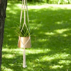 Macrame Hanging Planter With Gold Metal Planter Pot - Foreside Home & Garden 15 Macrame Hanging Planter With Gold Metal Planter Pot - Foreside Home & Garden -Sunnydaze Decor Store GUEST c0f34fef 3779 466b b350 a81c8f5f7a99