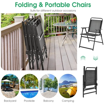 Costway 2pcs Patio Folding Chairs Heavy-Duty Metal Frame Armrests Portable Outdoor 10 Costway 2pcs Patio Folding Chairs Heavy-Duty Metal Frame Armrests Portable Outdoor - Image 8