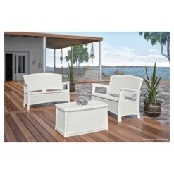 Suncast ELEMENTS Resin Patio Storage Loveseat - White 9 Suncast ELEMENTS Resin Patio Storage Loveseat - White -Sunnydaze Decor Store GUEST c1b85a17 64d8 42ef a4ae 90fb2331fd85