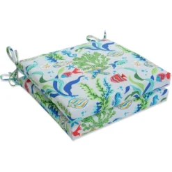 2pc Outdoor/Indoor Squared Corners Seat Cushions Coral Bay Blue - Pillow Perfect 13 2pc Outdoor/Indoor Squared Corners Seat Cushions Coral Bay Blue - Pillow Perfect -Sunnydaze Decor Store GUEST c2788153 239d 4e51 b98e fb7d97e72790