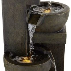 John Timberland Outdoor Floor Water Fountain With Light LED 41 1/2" High Cascading Bowls For Yard Garden Patio Deck Home -Sunnydaze Decor Store GUEST c2d2a8bb 36ea 4de5 96cf ba307764a14a