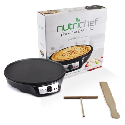 NutriChef 12 Inch Electric Nonstick Griddle Pancake Crepe Injera Blitnz Maker Hot Plate Cooktop With Crepe Turner And Pastry Spreader Tools, Black 3 NutriChef 12 Inch Electric Nonstick Griddle Pancake Crepe Injera Blitnz Maker Hot Plate Cooktop With Crepe Turner And Pastry Spreader Tools, Black