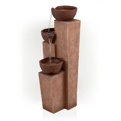 35" Stone Resin Layered Tiering Pots Fountain Copper - Alpine Corporation 4 35" Stone Resin Layered Tiering Pots Fountain Copper - Alpine Corporation - Image 2