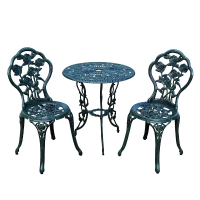 3pc Rose Cast Metal Set With Cast Aluminum Table Top & Chairs - Oakland Living 8 3pc Rose Cast Metal Set With Cast Aluminum Table Top & Chairs - Oakland Living - Image 6