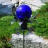 43" Iron Petals Gazing Globe Ball Stand Black Powder Coat Finish - ACHLA Designs