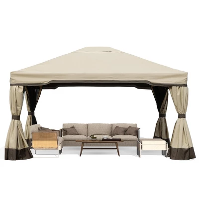 Patio Gazebo Aluminum Outdoor Tent Shelter Canopy With Privacy Curtain And Netting 12 Patio Gazebo Aluminum Outdoor Tent Shelter Canopy With Privacy Curtain And Netting - Image 10