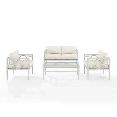 Ashford 4pc Outdoor Metal Conversation Set - Cream - Crosley 7 Ashford 4pc Outdoor Metal Conversation Set - Cream - Crosley - Image 5