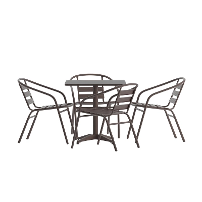Flash Furniture Lila 27.5'' Square Aluminum Indoor-Outdoor Table Set With 4 Slat Back Chairs 15 Flash Furniture Lila 27.5'' Square Aluminum Indoor-Outdoor Table Set With 4 Slat Back Chairs - Image 13