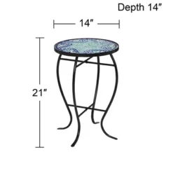 Teal Island Designs Black Round Outdoor Accent Side Tables 14" Wide Set Of 2 Blue Wave Mosaic Tabletop Front Porch Patio Home House -Sunnydaze Decor Store GUEST c67e6844 82d5 4337 bc61 206e17a2a22b
