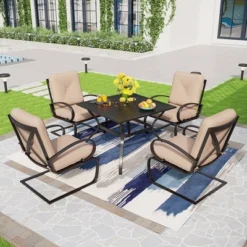 Captiva Designs 5pc Patio Dining Set With Square Table & 4 Metal Spring Motion Chairs 20 Captiva Designs 5pc Patio Dining Set With Square Table & 4 Metal Spring Motion Chairs -Sunnydaze Decor Store GUEST c6eee9be 4a70 4913 94f9 1760dceb395e