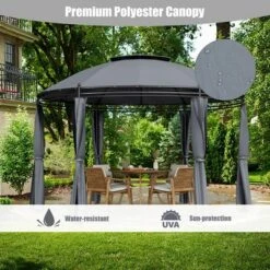 Tangkula 11.5'Outdoor Patio Round Dome Gazebo Canopy Shelter Double Roof Steel Gray 14 Tangkula 11.5'Outdoor Patio Round Dome Gazebo Canopy Shelter Double Roof Steel Gray -Sunnydaze Decor Store GUEST c6f5e5d4 2563 4ec2 8454 7092893655ee