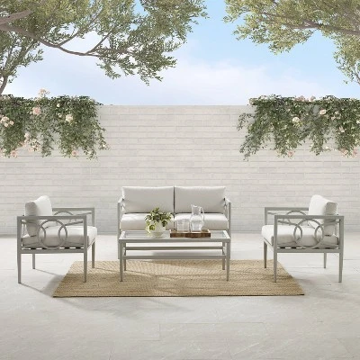 Ashford 4pc Outdoor Metal Conversation Set - Cream - Crosley 4 Ashford 4pc Outdoor Metal Conversation Set - Cream - Crosley - Image 2