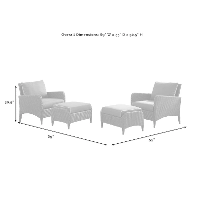 Kiawah 4pc Outdoor Wicker Conversation Set With 2 Arm Chairs & 2 Ottomans Blue - Crosley 13 Kiawah 4pc Outdoor Wicker Conversation Set With 2 Arm Chairs & 2 Ottomans Blue - Crosley - Image 11