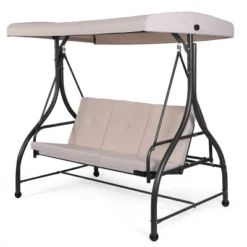 Tangkula 3 Person Porch Swing Hammock Bench Chair Outdoor With Canopy Turquoise/Beige/ Black/Brown/Wine Red -Sunnydaze Decor Store GUEST c705b040 46ad 45dc 83ca ef8197789ec2