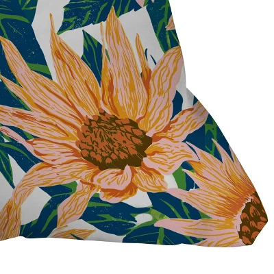 Sunflowers Outdoor Throw Pillow Orange/Blush - Deny Designs 3 Sunflowers Outdoor Throw Pillow Orange/Blush - Deny Designs