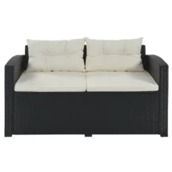 9pc Wicker Patio Sectional Seating Set With Cushions - Black/Beige - GODEER -Sunnydaze Decor Store GUEST c752c3f5 90ea 4fd5 a1a4 518ebdfa4270