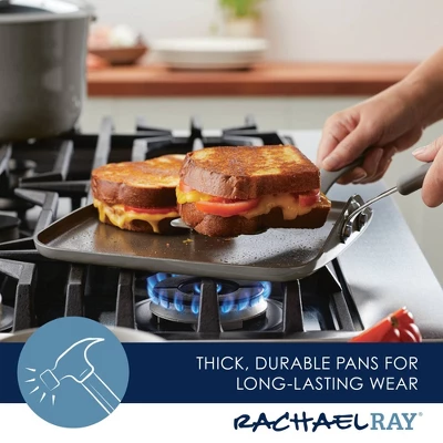 Rachael Ray Cook + Create Aluminum Nonstick Square Stovetop Griddle Pan 11" Gray 10 Rachael Ray Cook + Create Aluminum Nonstick Square Stovetop Griddle Pan 11" Gray - Image 8