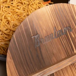 Bruntmor 14" Enameled Cast Iron Wok Nonstick Skillet Pan With Wooden Pot Lid Cover - Black -Sunnydaze Decor Store GUEST c7f1b57f 5d8f 4431 a777 b8e0998b6c42