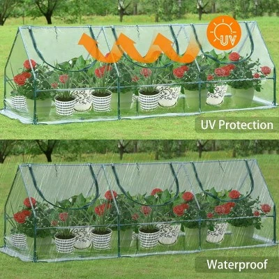 Aoodor 9 Ft. X 3 Ft. X 3 Ft. Mini Outdoor Greenhouse Three Zipped Doors 6 Aoodor 9 Ft. X 3 Ft. X 3 Ft. Mini Outdoor Greenhouse Three Zipped Doors - Image 4