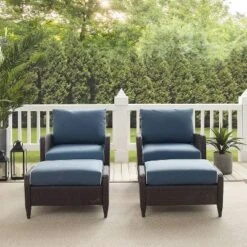 Kiawah 4pc Outdoor Wicker Conversation Set With 2 Arm Chairs & 2 Ottomans Blue - Crosley 17 Kiawah 4pc Outdoor Wicker Conversation Set With 2 Arm Chairs & 2 Ottomans Blue - Crosley -Sunnydaze Decor Store GUEST c8512135 bc52 495e a230 b1a4d0397821