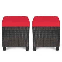 Costway 2PCS Patio Rattan Ottoman Cushioned Seat Foot Rest Coffee Table Red -Sunnydaze Decor Store GUEST c85bad6d c13a 4e1d 8e3b d9bf44565cae