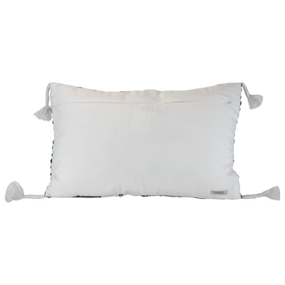 Black Striped Hand Woven 14x22" Outdoor Decorative Throw Pillow With Hand Tied Tassels - Foreside Home & Garden 4 Black Striped Hand Woven 14x22" Outdoor Decorative Throw Pillow With Hand Tied Tassels - Foreside Home & Garden - Image 2