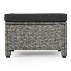 Puerta 2pk Outdoor Wicker Ottomans With Cushions - Black/Dark Gray - Christopher Knight Home -Sunnydaze Decor Store GUEST c8a36a4e 9b83 4e52 a32f bc0d6b7cb461