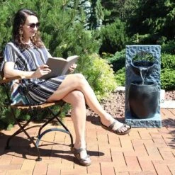 Sunnydaze Decor Sunnydaze Peaceful Rain Electric Outdoor Water Fountain - 31.75" H - Gray And Black 16 Sunnydaze Decor Sunnydaze Peaceful Rain Electric Outdoor Water Fountain - 31.75" H - Gray And Black -Sunnydaze Decor Store GUEST c9305d57 1a69 4d5c 9d5a 5b95f41dafa7