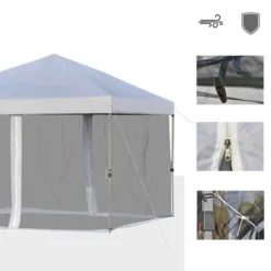 SUGIFT 10 Ft. X 10 Ft. White Gazebo Pop Up Canopy With Mesh Curtains -Sunnydaze Decor Store GUEST c9a4e2ae 7f5c 42df b099 e3a747de98cc