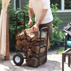 Sunnydaze Decor Sunnydaze Outdoor Firewood Log Rack Cart Carrier With Heavy-Duty Weather-Resistant Polyester Cover - Black 17 Sunnydaze Decor Sunnydaze Outdoor Firewood Log Rack Cart Carrier With Heavy-Duty Weather-Resistant Polyester Cover - Black -Sunnydaze Decor Store GUEST c9b0c975 ba35 4f02 9c42 2943259e03eb