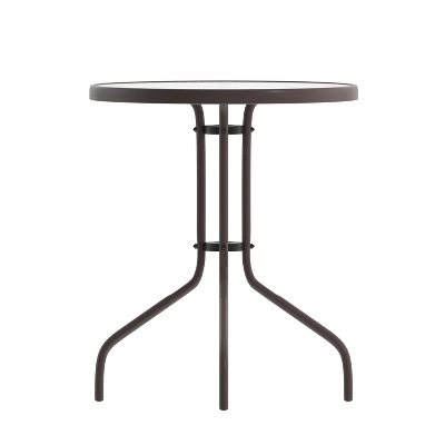 Flash Furniture Lila 23.75'' Round Glass Metal Table With 2 Metal Aluminum Slat Stack Chairs 13 Flash Furniture Lila 23.75'' Round Glass Metal Table With 2 Metal Aluminum Slat Stack Chairs - Image 11