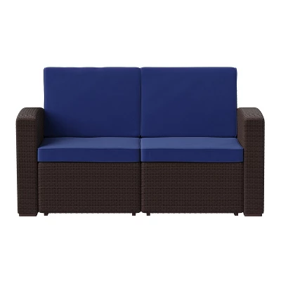 Flash Furniture Seneca Faux Rattan Loveseat With All-Weather Cushions 10 Flash Furniture Seneca Faux Rattan Loveseat With All-Weather Cushions - Image 8