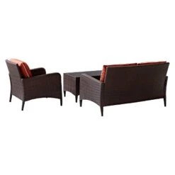 Kiawah 3 Piece Outdoor Wicker Seating Set Sangria - Crosley -Sunnydaze Decor Store GUEST cab74b80 66d5 4c5f 8bf9 d85cc43ce5c1