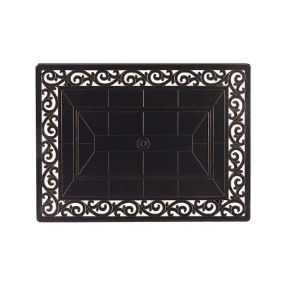 5pc Outdoor Dining Set With 48" Rectangle Fire Table & Deep Seating Swivel Rocking Chairs, Wind Blocker Lid & Covers - Oakland Living 6 5pc Outdoor Dining Set With 48" Rectangle Fire Table & Deep Seating Swivel Rocking Chairs, Wind Blocker Lid & Covers - Oakland Living - Image 4