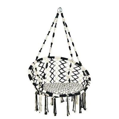 Costway Hanging Hammock Chair With Cushion Macrame Swing Cotton Rope Indoor Outdoor 11 Costway Hanging Hammock Chair With Cushion Macrame Swing Cotton Rope Indoor Outdoor - Image 9