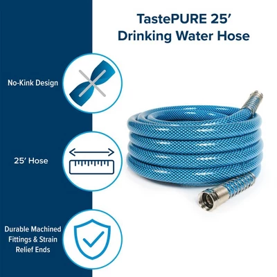 Camco TastePURE No-Kink Heavy-Duty PVC 25' Premium Reinforced Outdoor Drinking Water Hose For Camping, RVs, Boats, And Gardening, Blue 5 Camco TastePURE No-Kink Heavy-Duty PVC 25' Premium Reinforced Outdoor Drinking Water Hose For Camping, RVs, Boats, And Gardening, Blue - Image 3