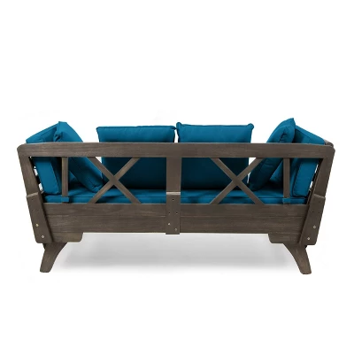 Ottavio Outdoor Acacia Wood Expandable Daybed With Cushions - Dark Teal/Gray - Christopher Knight Home 8 Ottavio Outdoor Acacia Wood Expandable Daybed With Cushions - Dark Teal/Gray - Christopher Knight Home - Image 6