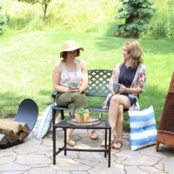 Sunnydaze Decor Sunnydaze 2-Person Checkered Design Cast Aluminum Outdoor Patio Bench, Black -Sunnydaze Decor Store GUEST cbeba1fa fcf6 4c88 9b9a 12b3945296ab