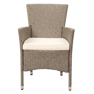 7pc Outdoor Wicker Dining Set With Cushions - Beige - GODEER 6 7pc Outdoor Wicker Dining Set With Cushions - Beige - GODEER - Image 4